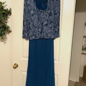 Full length evening dress with beaded jacket